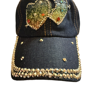 Embellished Blue Denim Cap NWOT